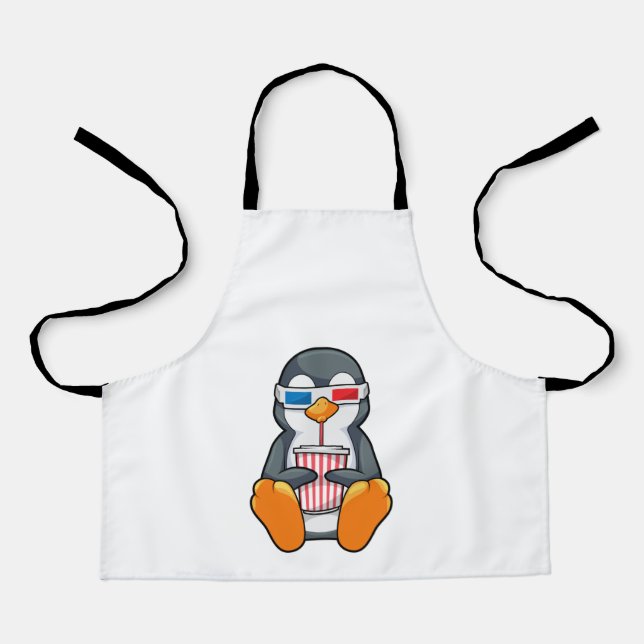 Penguin Cinema Glasses Drinking cup Apron (Front)