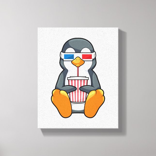 Penguin Cinema Glasses Drinking cup Canvas Print (Front)