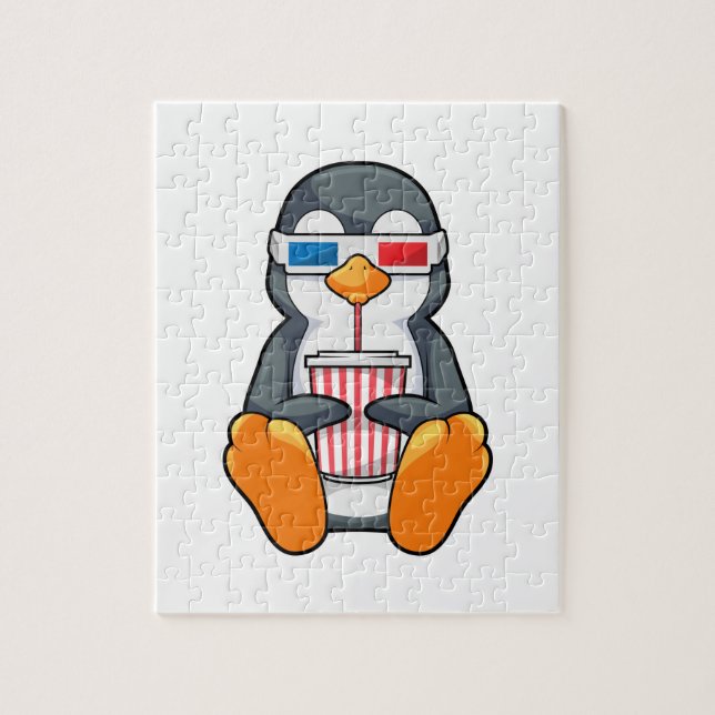 Penguin Cinema Glasses Drinking cup Jigsaw Puzzle (Vertical)