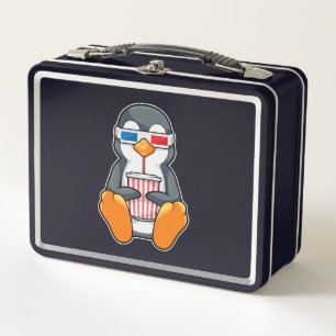 Penguin Cinema Glasses Drinking cup Metal Lunch Box