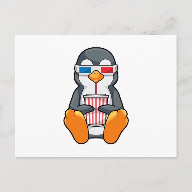 Penguin Cinema Glasses Drinking cup Postcard (Front)