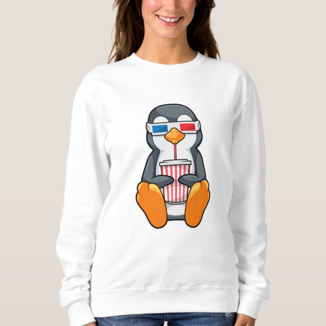 Penguin Cinema Glasses Drinking cup Sweatshirt (Front)