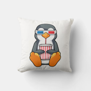 Penguin Cinema Glasses Drinking cup Throw Pillow