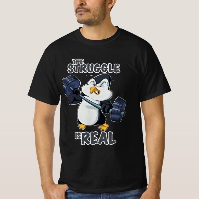 Penguin coding weightlifting T-Shirt (Front)