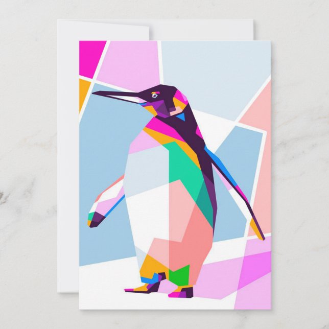 Penguin Colour Geometric | Art Gift Announcement (Front)