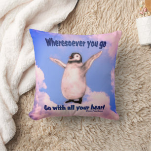 Penguin Confucius Attitude Quote Inspirational  Throw Pillow