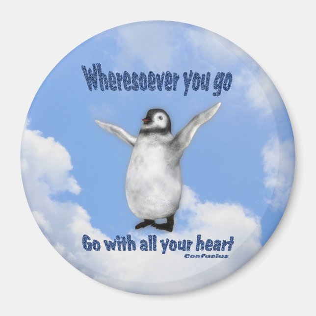 Penguin Confucius Inspirational Quote Magnet (Front)