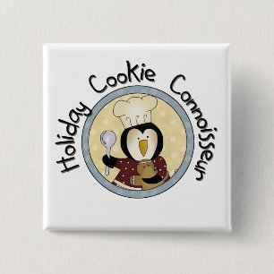 Penguin Cookie Connoisseur T-shirts and Gifts 2 Inch Square Button