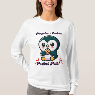 Penguin cookies cute cartoon character snacking T-Shirt