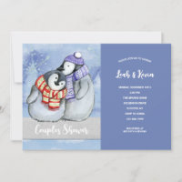 Penguin Couple Couples Shower Invitation