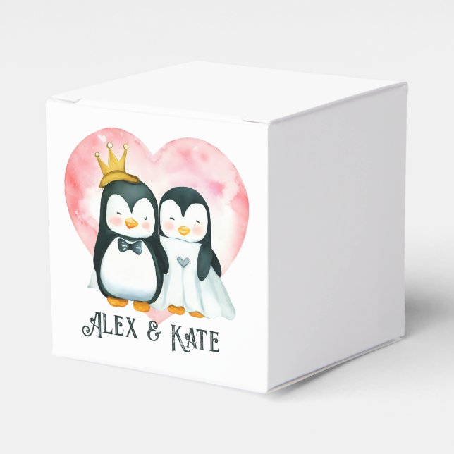 Penguin Couple Favor Box (Front Side)