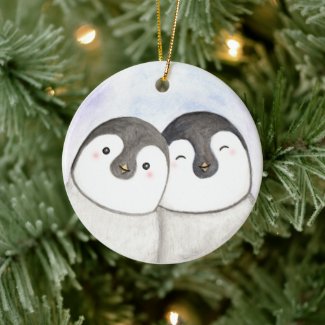 Penguin Couple First Christmas Together Custom