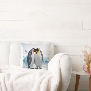 Penguin Couple On An Iceberg Throw Pillow