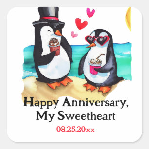 Penguin Couple  Square Sticker