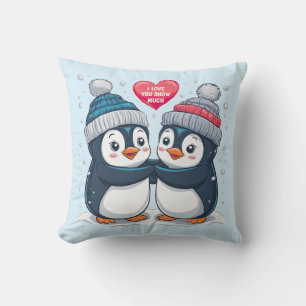 Penguin Couple Throw Pillow