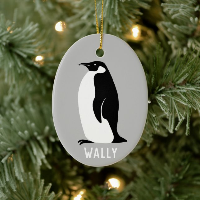 Penguin CUSTOMIZE IT Black White Grey Ceramic Ornament (Tree)