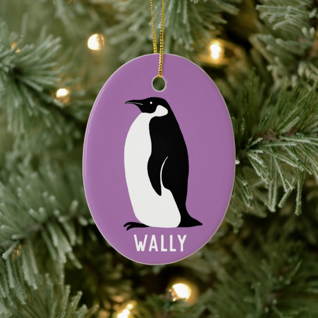 Penguin CUSTOMIZE IT Purple Ceramic Ornament (Tree)