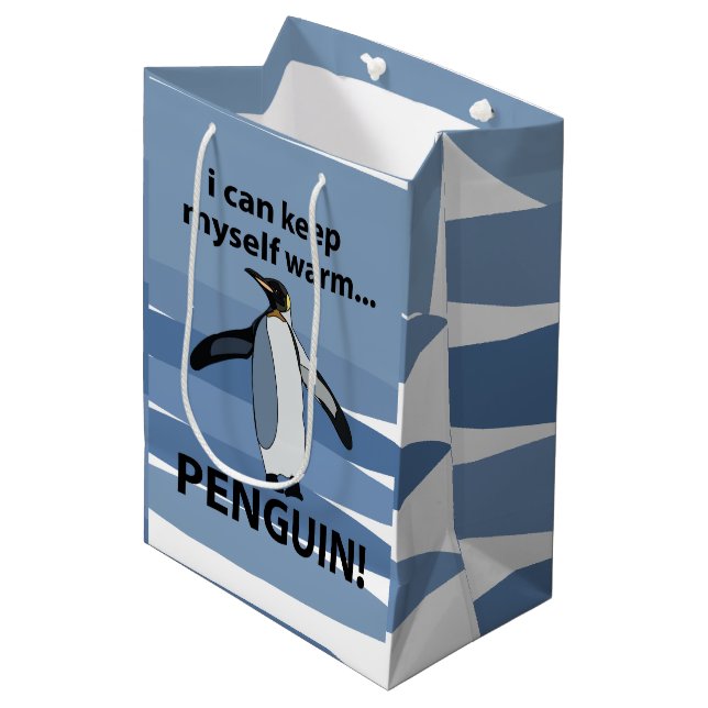 Penguin Cute Bird Funny Birthday Party Medium Gift Bag (Front Angled)