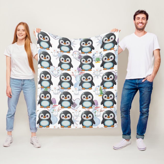 Penguin Cute Kawaii Baby Pattern Fleece Blanket (In Situ)