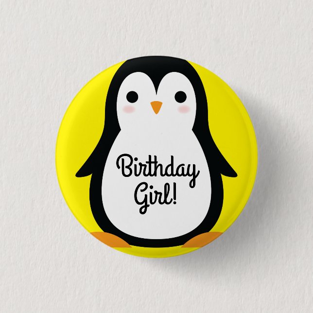 Penguin Cute Kids Birthday Party 1 Inch Round Button (Front)