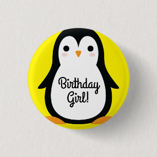 Penguin Cute Kids Birthday Party 1 Inch Round Button