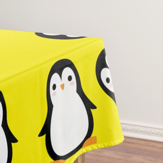 Penguin Cute Kids Birthday Party Tablecloth (In Situ)
