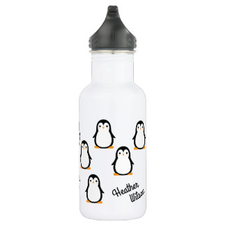 Penguin Cute Kids Water Bottle with Name
