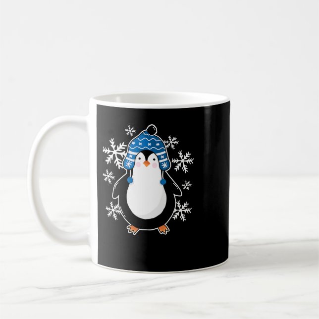 Penguin Cute penguin winter snowflakes 2 Coffee Mug (Left)