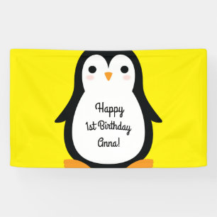 Penguin Cute Winte 1st Birthday Party Banner Decor