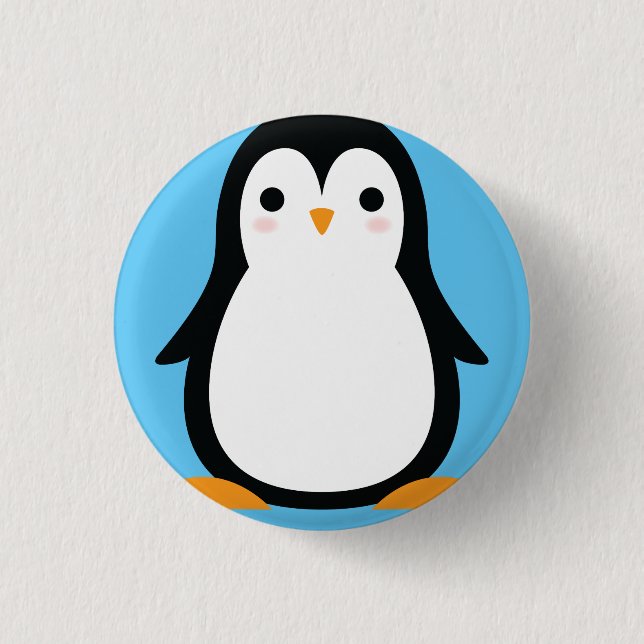 Penguin Cute Winter 1st Birthday Button Pin (Front)