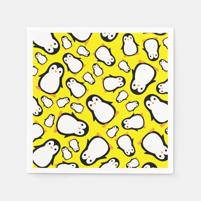 Penguin Cute Winter 1st Birthday Party Napkins (Front)