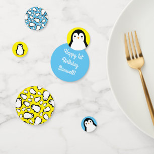 Penguin Cute Winter 1st Birthday Party Table Decor Confetti