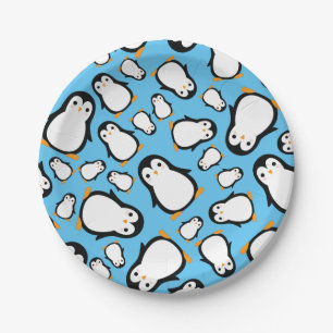 Penguin Cute Winter 1st Birthday Plates