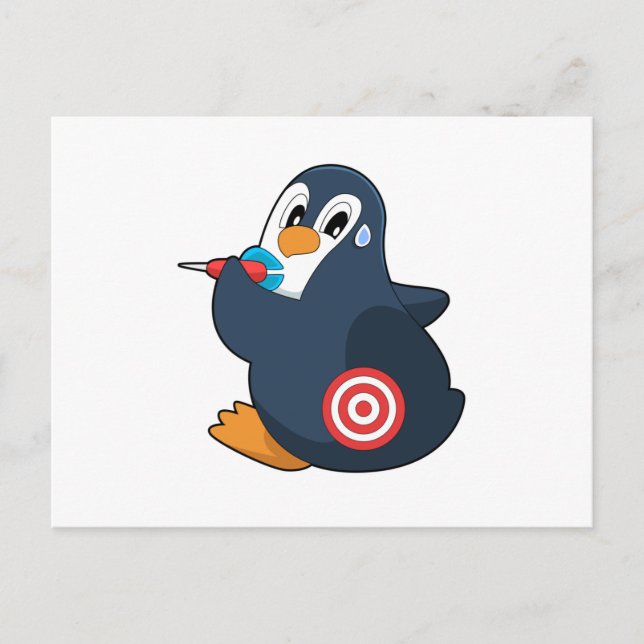 Penguin Darts Dart Dartboard Postcard (Front)