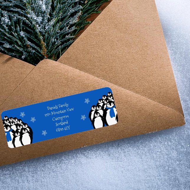 Penguin de Noël Adresse de retour Bleu (Créateur téléchargé)
