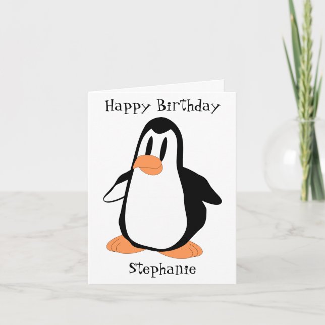 Penguin Design Carte d'anniversaire personnalisée (Devant)