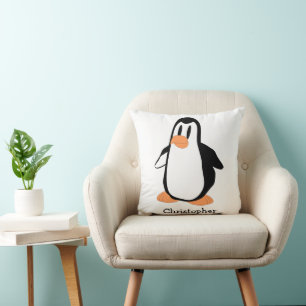 Penguin Design Personalised Throw Pillow