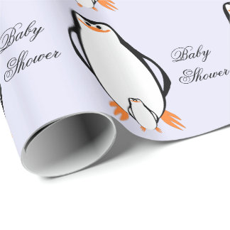 Penguin Design Personalized Baby Shower Wrapping Paper