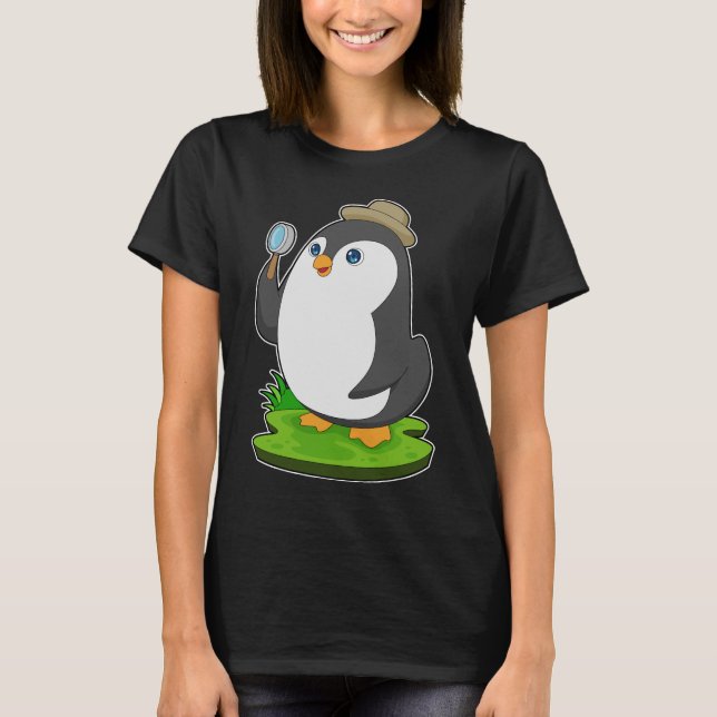 Penguin Detective Magnifying glass T-Shirt (Front)