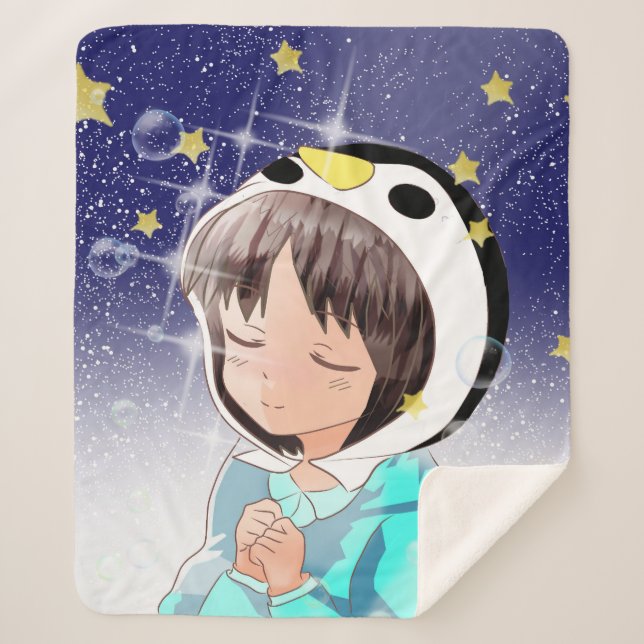 Penguin Dreams Sherpa Blanket (Front)