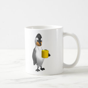 penguin drinking coffee mug