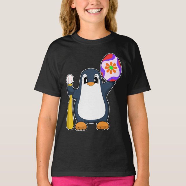 Penguin Easter Baseball T-Shirt (Front)