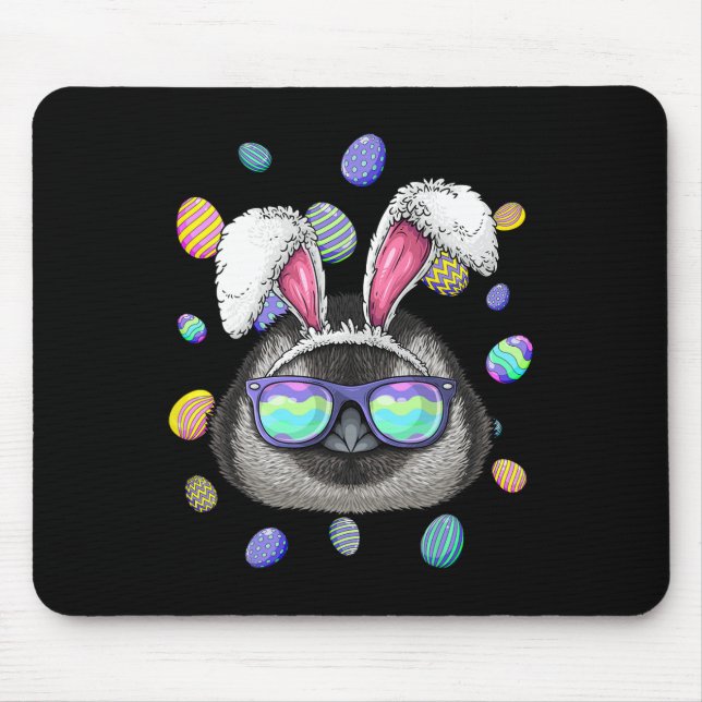Penguin Easter Bunny Ears Funny Easter Eggs Huntin Mouse Pad (Front)