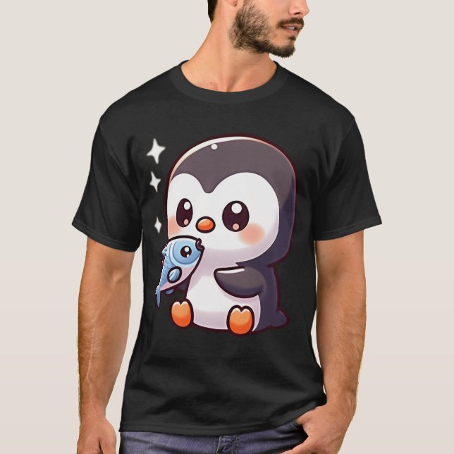 penguin eating fish T-Shirt (Front)