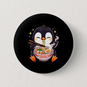 Penguin Eating Ramen 2 Inch Round Button