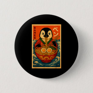 Penguin Eating Ramen Japanese Noodles Funny  2 Inch Round Button