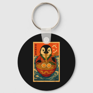 Penguin Eating Ramen Japanese Noodles Funny  Keychain
