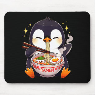 Penguin Eating Ramen  Mouse Pad