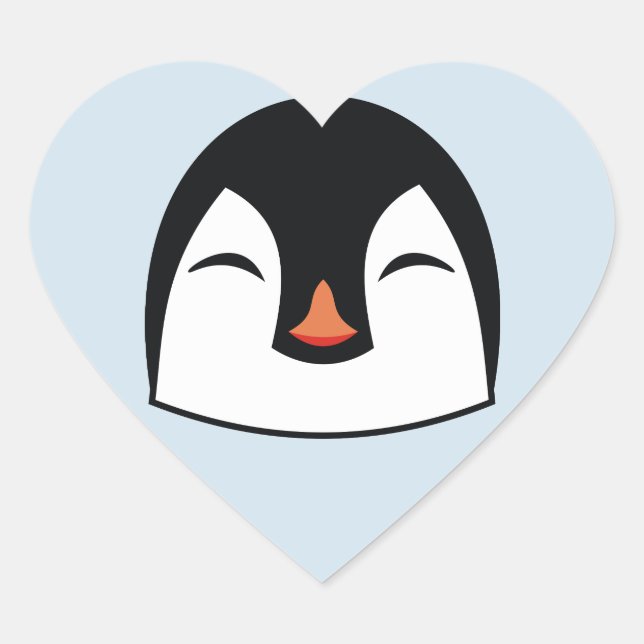 Penguin Face Heart Sticker (Front)