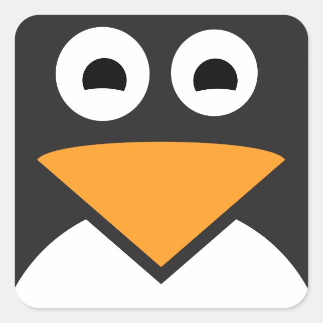 Penguin Face Square Sticker (Front)